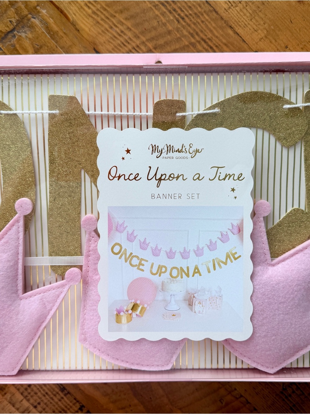 Pink Felt Princess Crown Birthday Garland  Gold Letter Banner Party Decoration